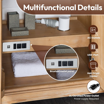 Hervas Bath Vanity with Natural Marble Top without Mirror