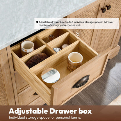 Hervas Bath Vanity with Natural Marble Top without Mirror