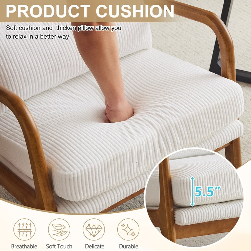 High Back Solid Wood Armrest Backrest Leisure Chair Accent Chair