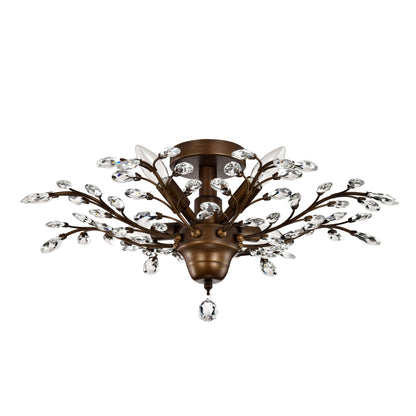 Holly 4-light Crystal Leaves Flush Mount