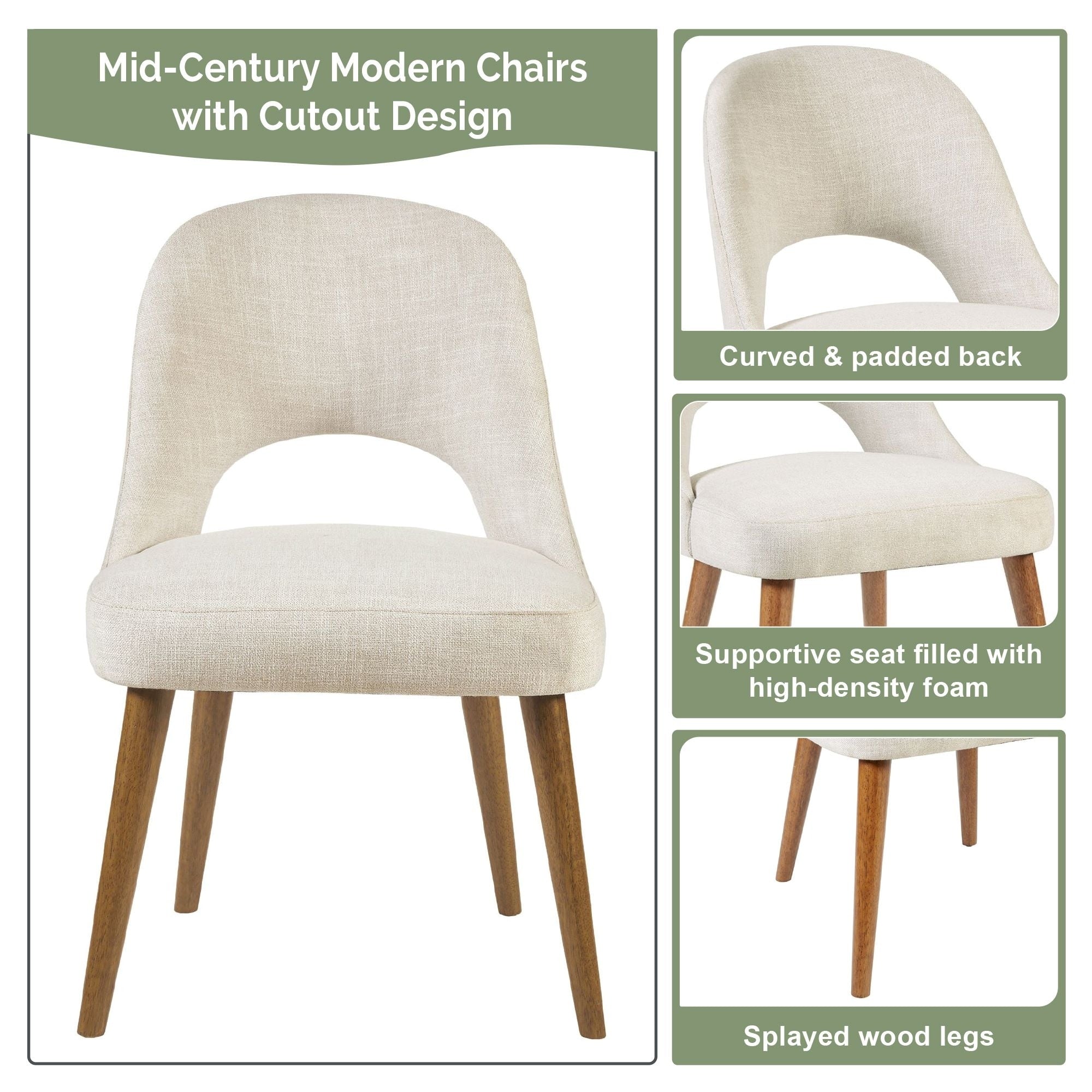 INK IVY Nola Upholstered Dining Side Chairs with Cutout Back design (Set of 2)