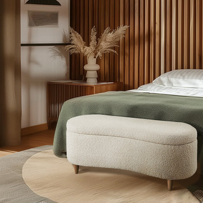 INK IVY Bailey Boucle-Style Curved Storage Accent Bench
