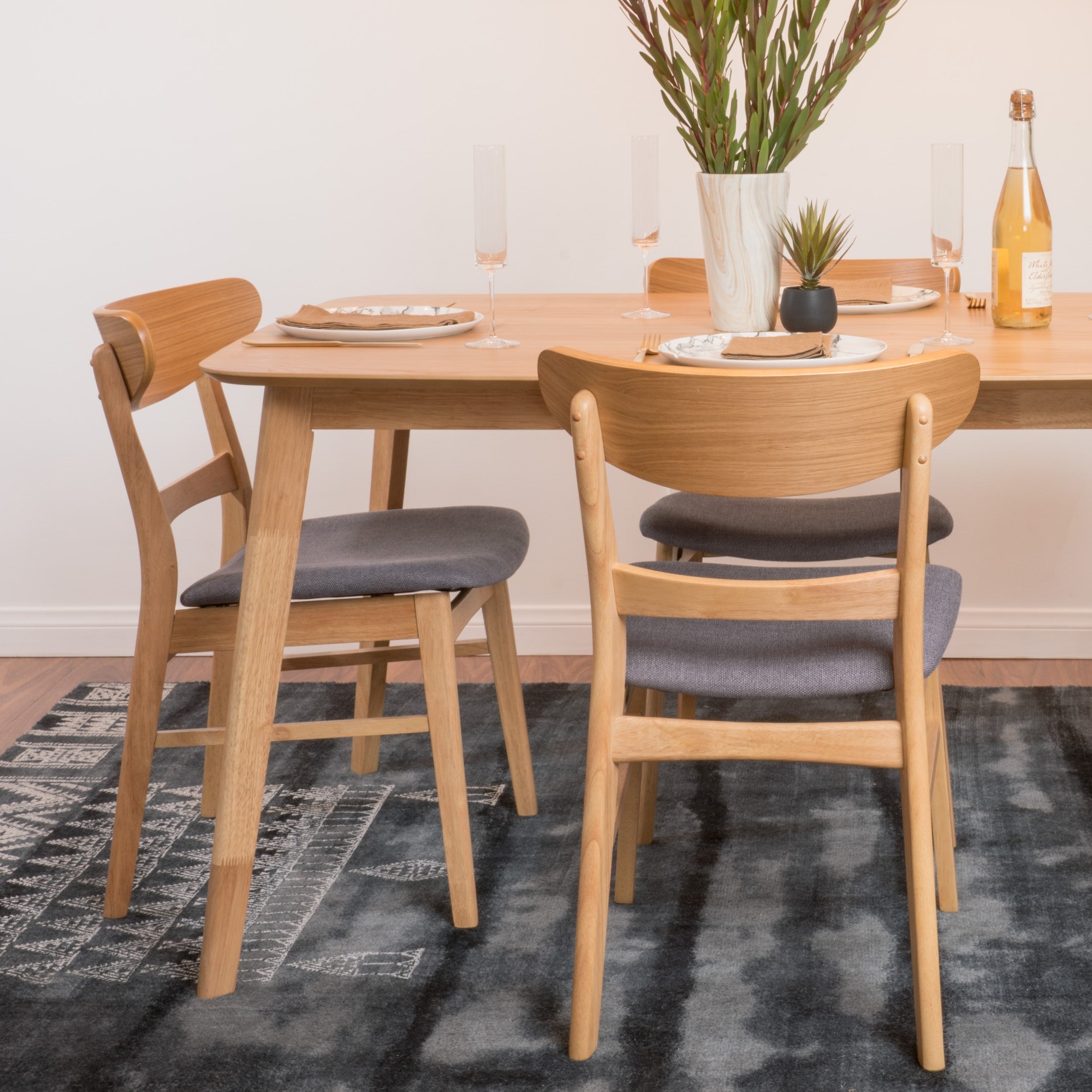 Abrielle Mid-Century Modern Upholstered Rubberwood Dining Chair (Set of 2) by Christopher Knight Home