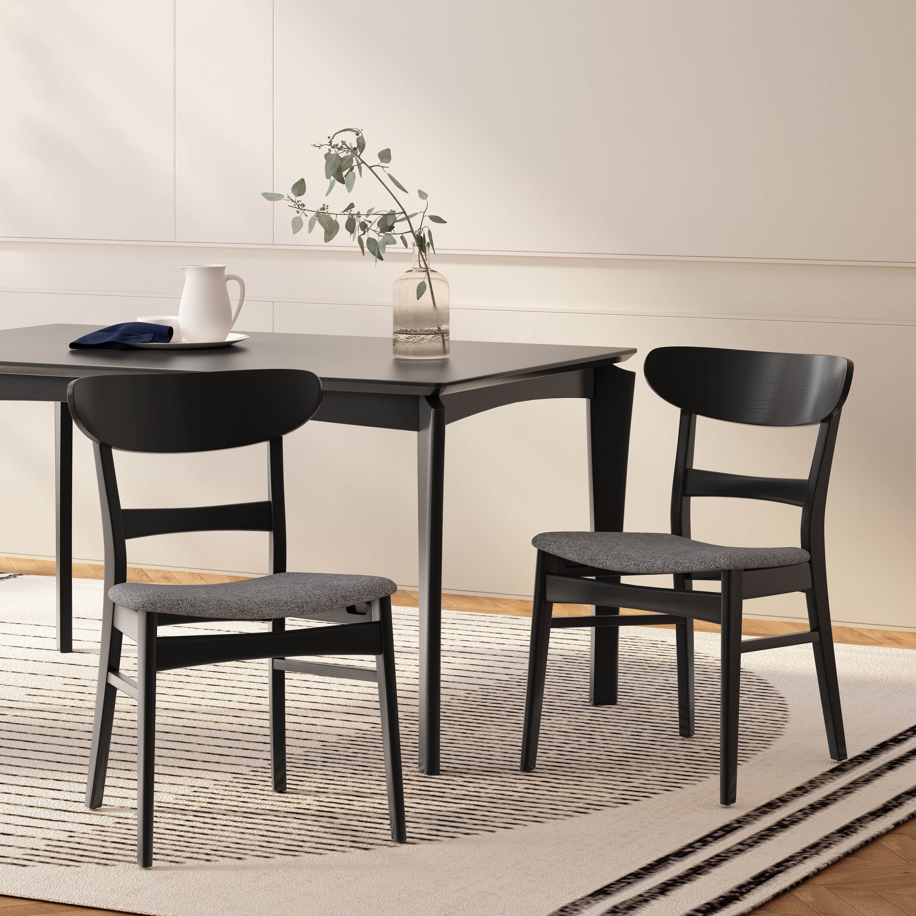 Abrielle Mid-Century Modern Upholstered Rubberwood Dining Chair (Set of 2) by Christopher Knight Home