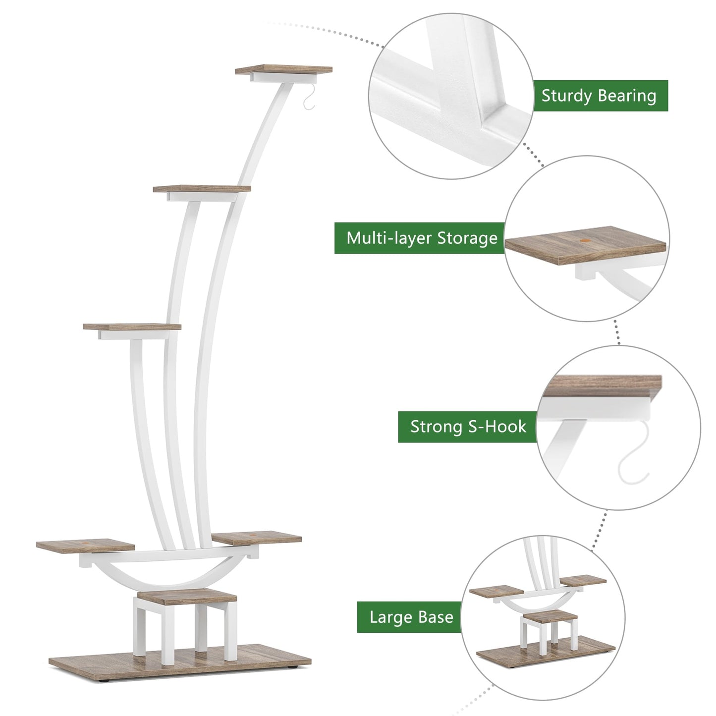 Indoor Plant Stand, 6-Tier Flower Rack for Home Garden- Set of 2