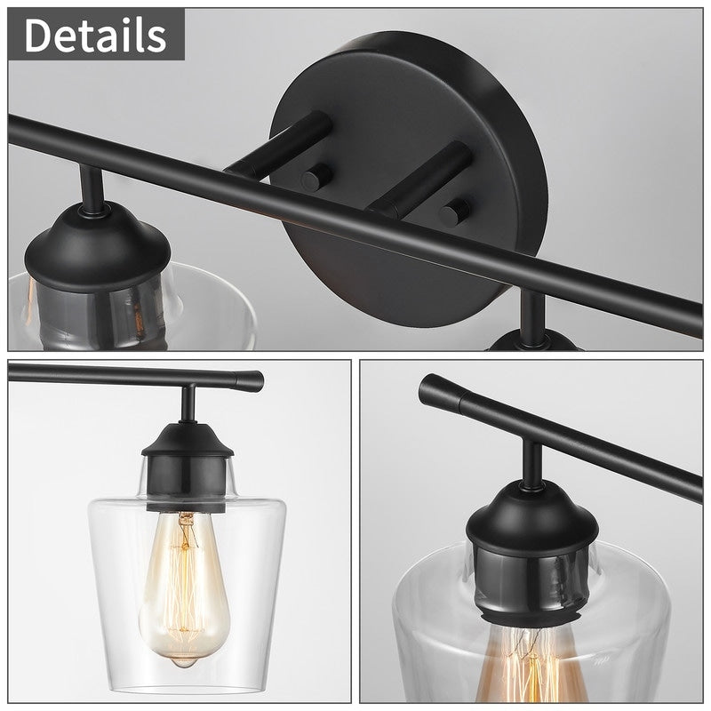 KAWOTI 4-Light Dimmable Metal Bathroom Vanity Light with Glass Shade