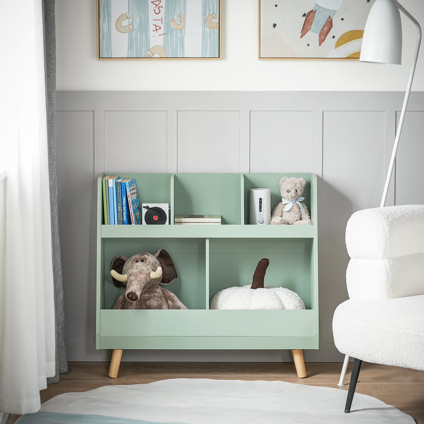 Bibliothèque SoBuy pour enfants, étagère de rangement pour jouets et jouets, 5 compartiments KMB19-GR