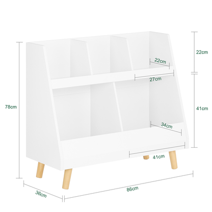 Bibliothèque pour enfants SoBuy, étagère de rangement, présentoir, organisateur KMB19-W