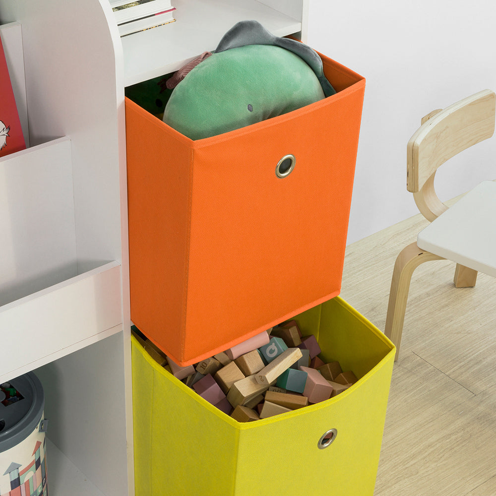 SoBuy KMB37-W, Bibliothèque pour enfants, étagère de rangement avec tiroirs en tissu