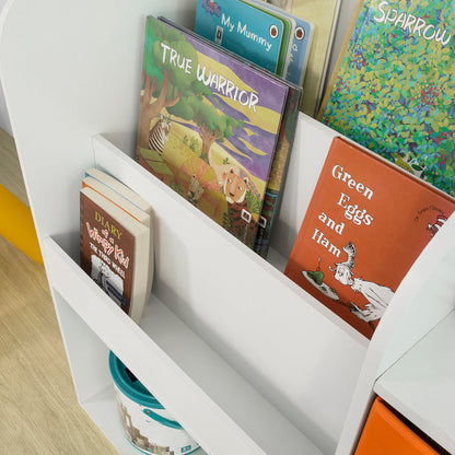 SoBuy KMB37-W, Bibliothèque pour enfants, étagère de rangement avec tiroirs en tissu