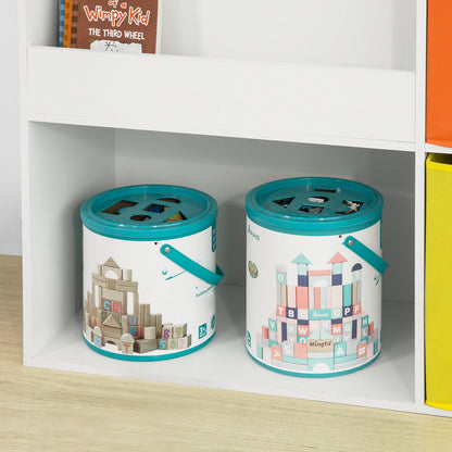 SoBuy KMB37-W, Bibliothèque pour enfants, étagère de rangement avec tiroirs en tissu