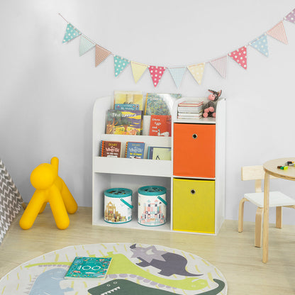 SoBuy KMB37-W, Bibliothèque pour enfants, étagère de rangement avec tiroirs en tissu