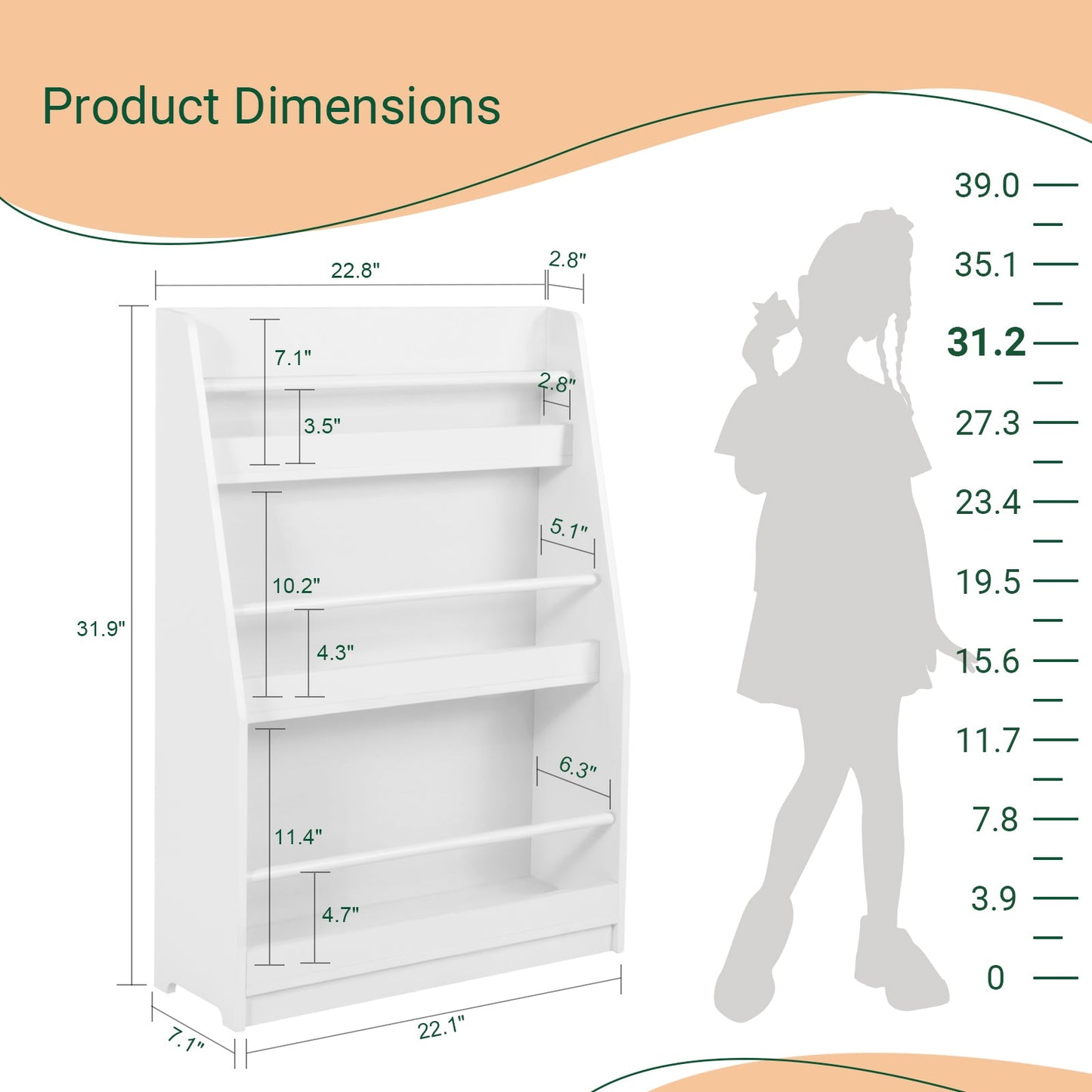 Bibliothèque pour enfants SoBuy, étagère à livres et jouets, meuble de rangement à 3 étagères KMB45-W