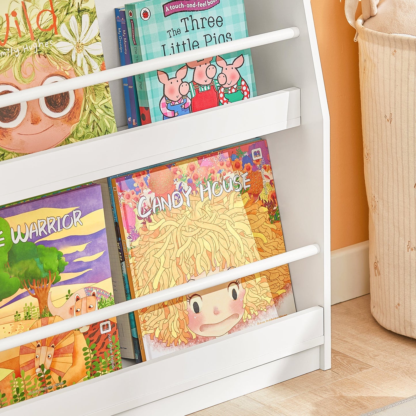 Bibliothèque pour enfants SoBuy, étagère à livres et jouets, meuble de rangement à 3 étagères KMB45-W