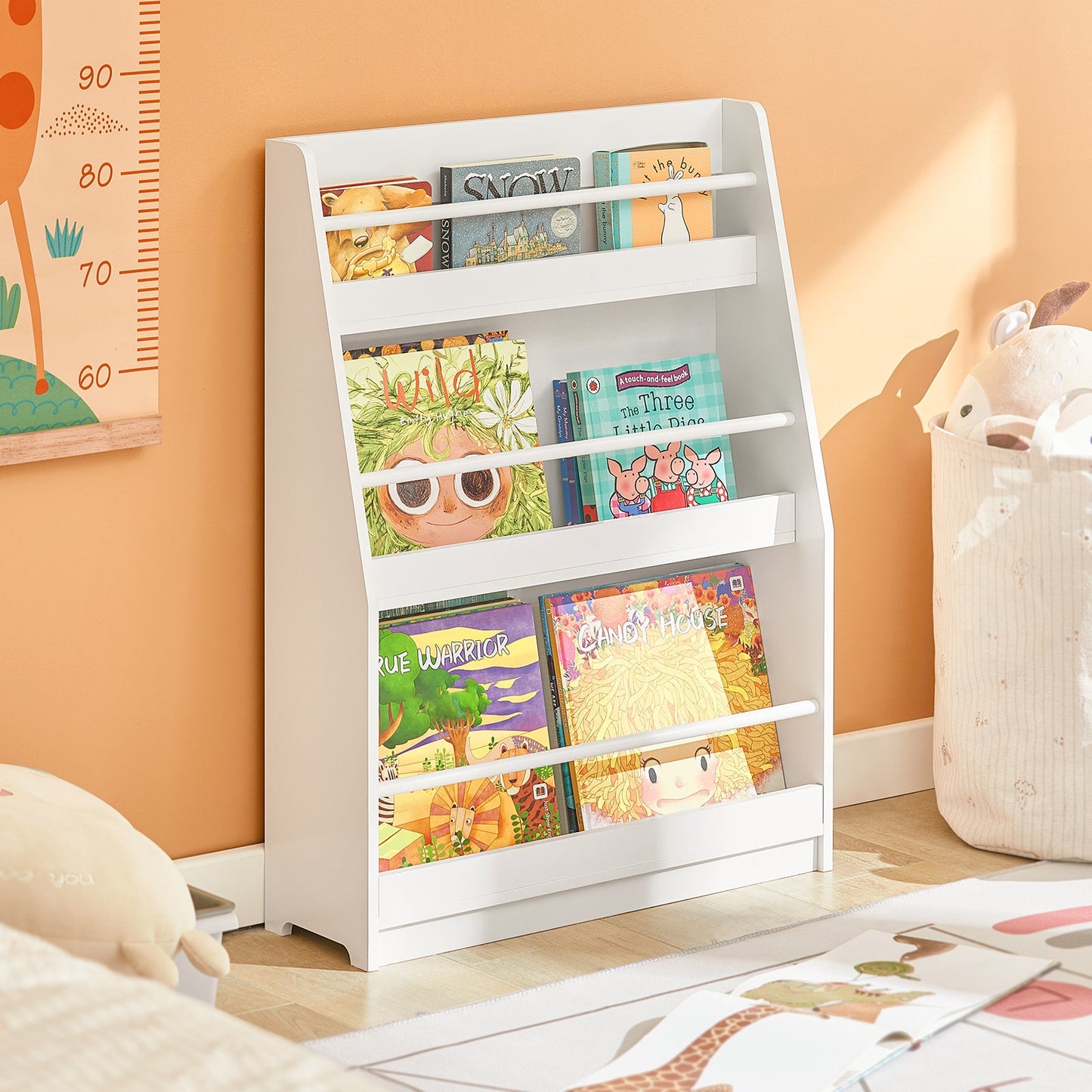 Bibliothèque pour enfants SoBuy, étagère à livres et jouets, meuble de rangement à 3 étagères KMB45-W