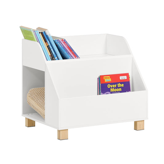 SoBuy KMB54-W, Bibliothèque de rangement pour enfants, étagère à livres et jouets avec 3 compartiments de rangement, blanc