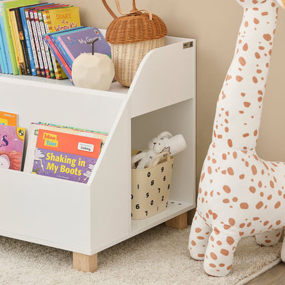 SoBuy KMB54-W, Bibliothèque de rangement pour enfants, étagère à livres et jouets avec 3 compartiments de rangement, blanc