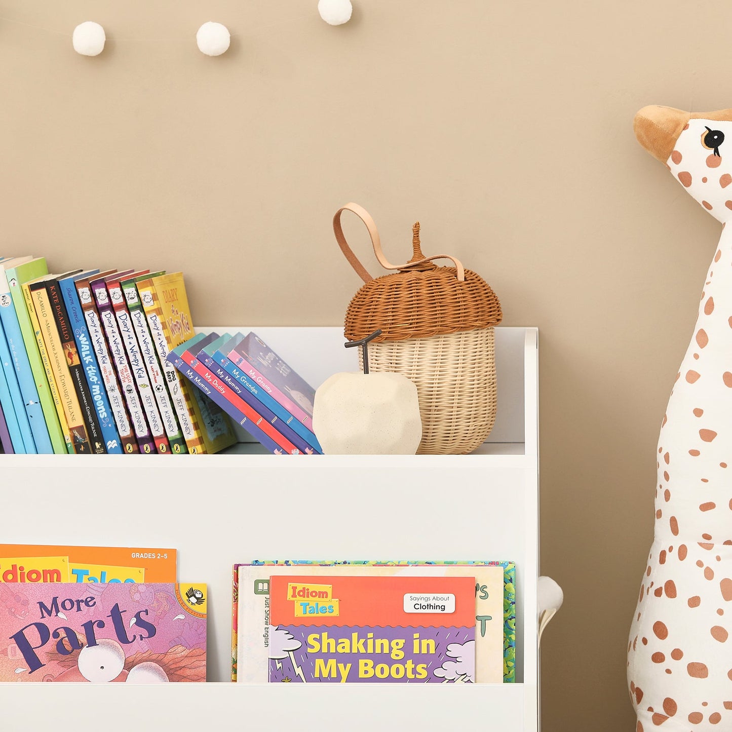 SoBuy KMB54-W, Bibliothèque de rangement pour enfants, étagère à livres et jouets avec 3 compartiments de rangement, blanc