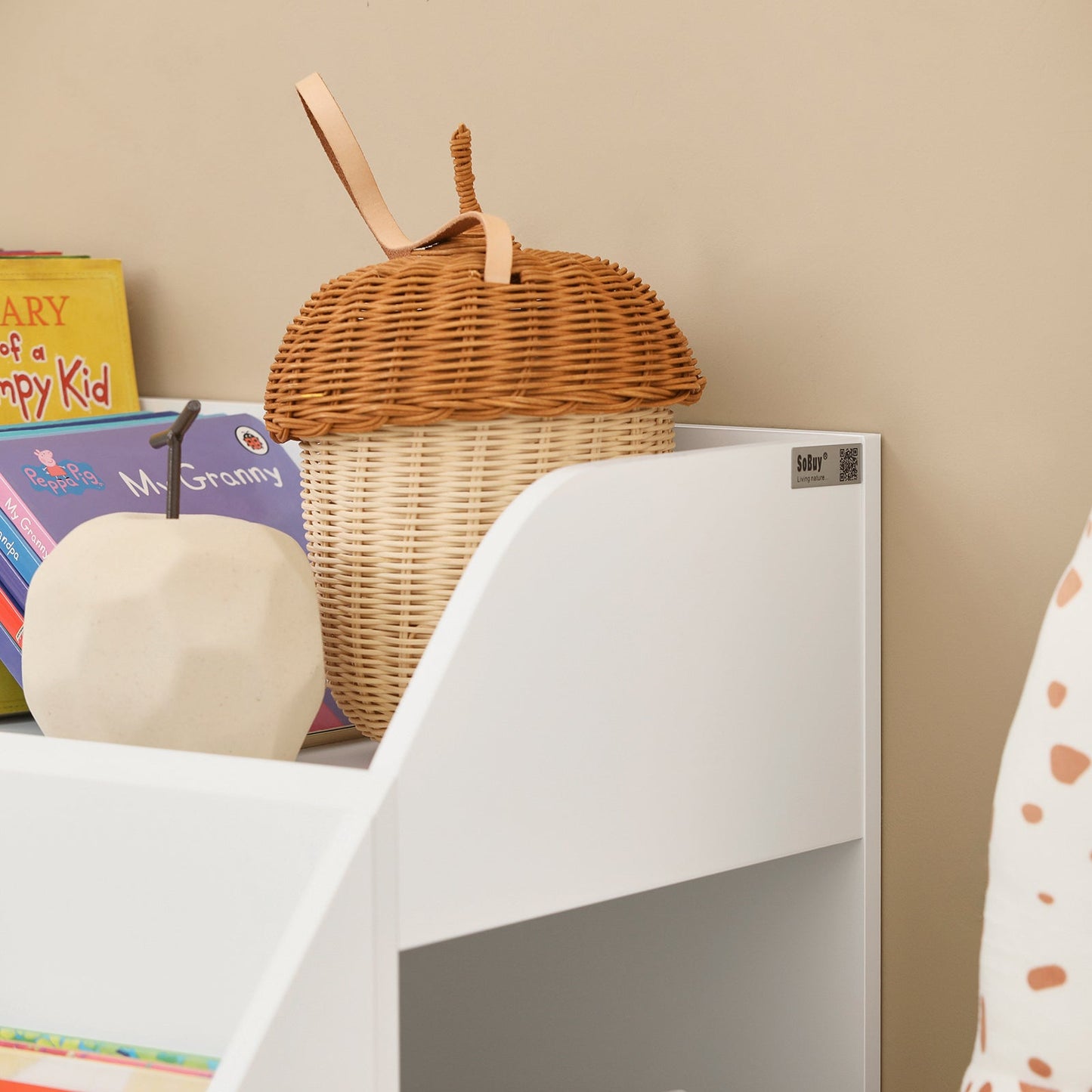 SoBuy KMB54-W, Bibliothèque de rangement pour enfants, étagère à livres et jouets avec 3 compartiments de rangement, blanc