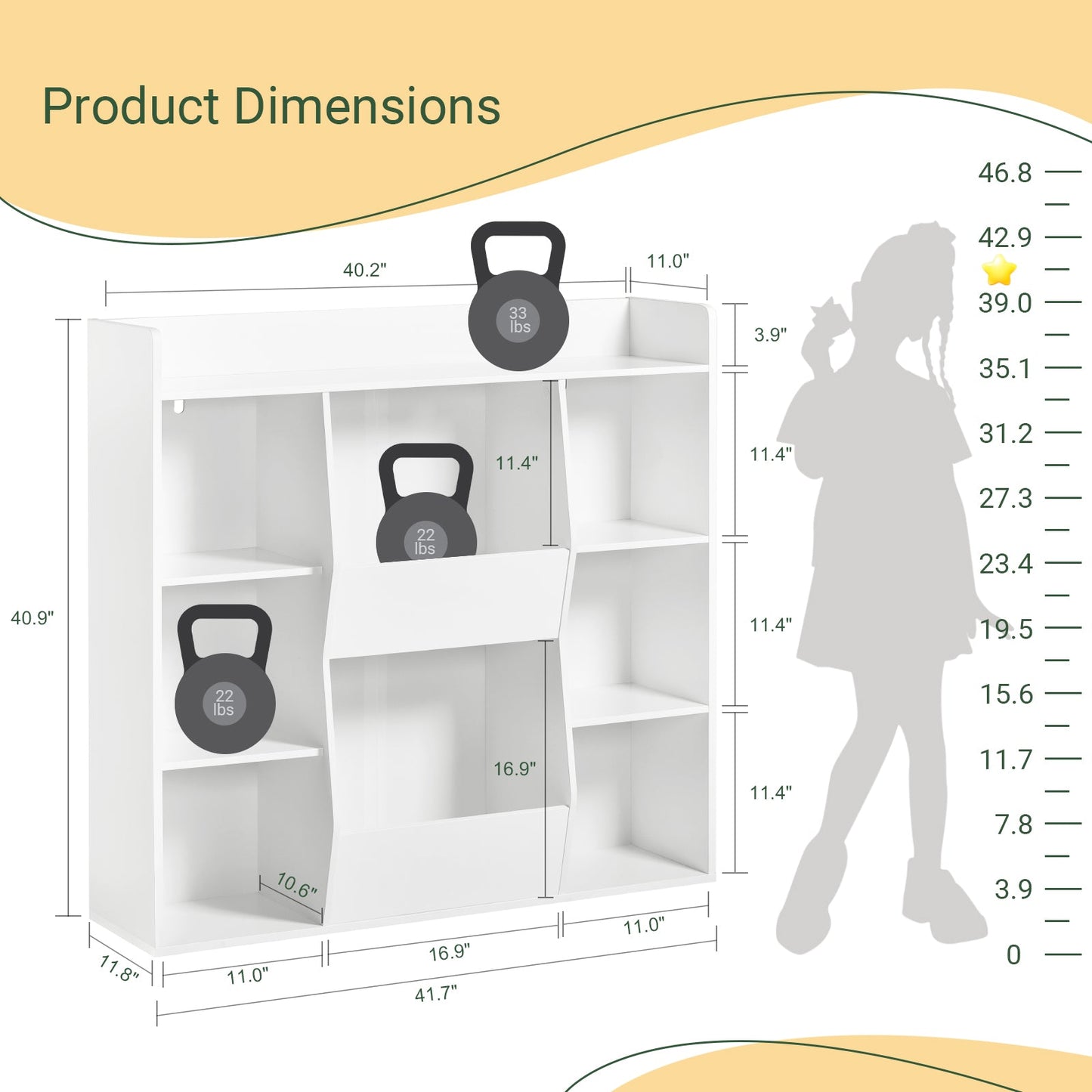 Bibliothèque pour enfants SoBuy, étagère de rangement pour livres et jouets, avec 8 compartiments de rangement KMB55-W