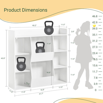 Bibliothèque pour enfants SoBuy, étagère de rangement pour livres et jouets, avec 8 compartiments de rangement KMB55-W