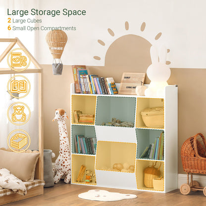 Bibliothèque pour enfants SoBuy, étagère de rangement pour livres et jouets, avec 8 compartiments de rangement KMB55-W