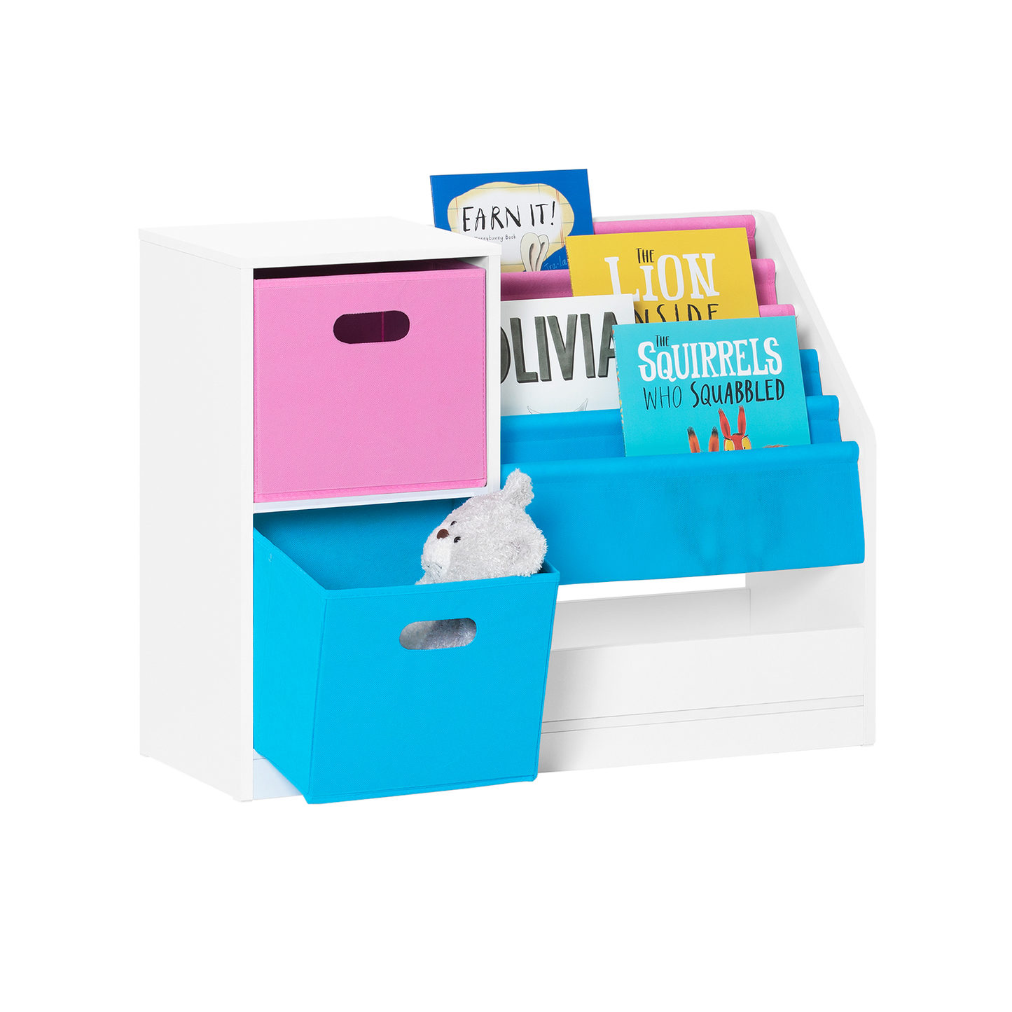 Bibliothèque pour enfants SoBuy, étagère à livres et à jouets, étagère de rangement sur pied KMB76-F