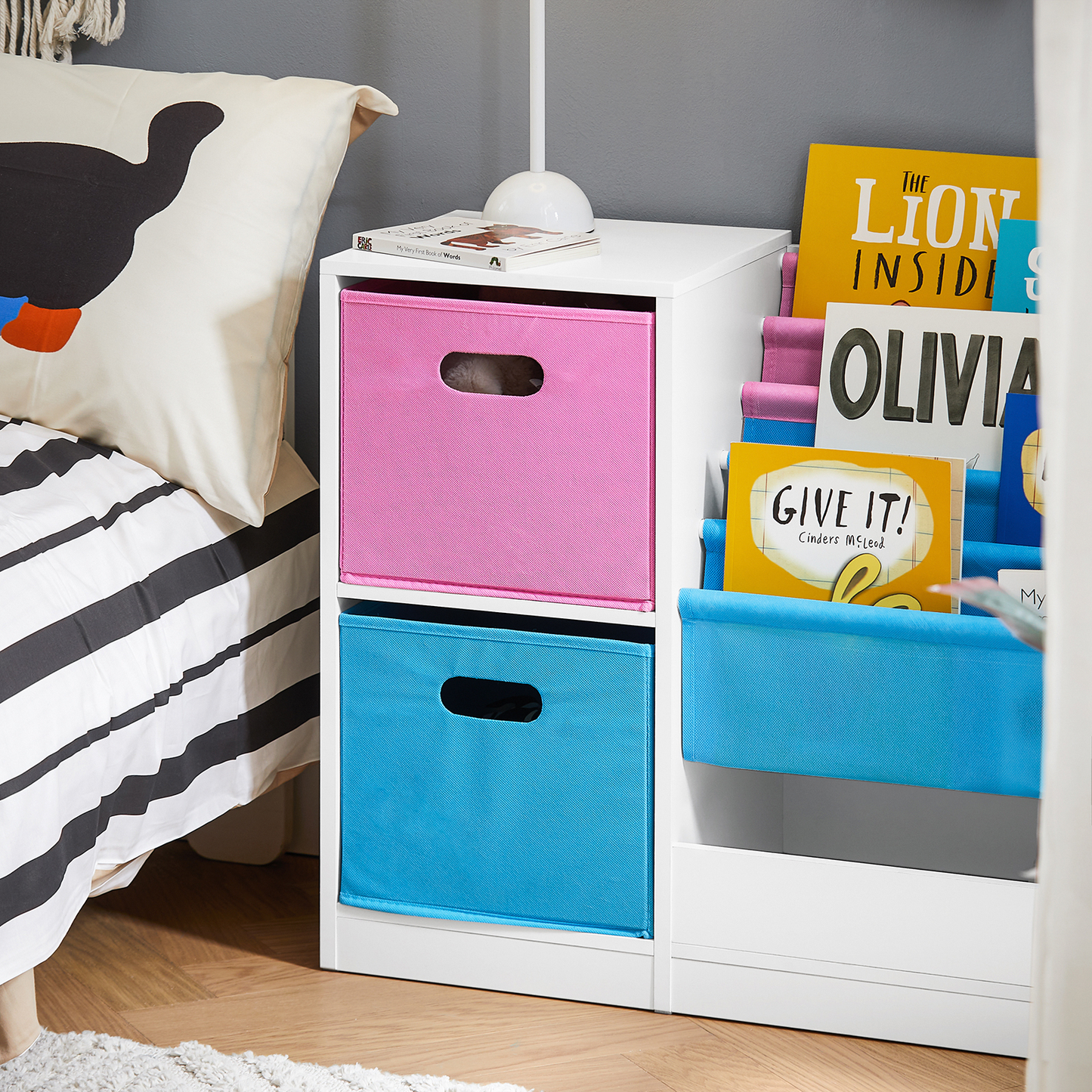 Bibliothèque pour enfants SoBuy, étagère à livres et à jouets, étagère de rangement sur pied KMB76-F