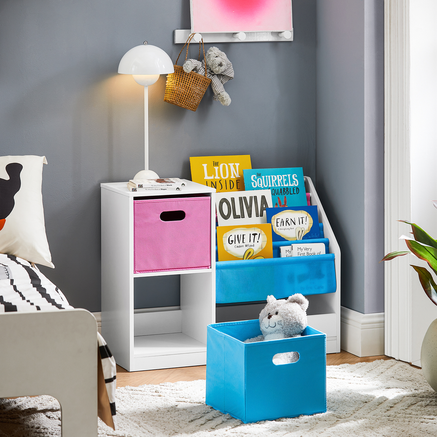 Bibliothèque pour enfants SoBuy, étagère à livres et à jouets, étagère de rangement sur pied KMB76-F