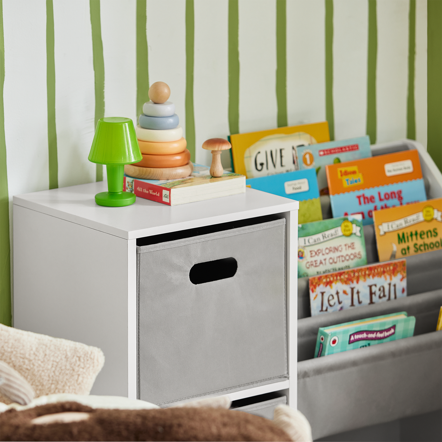Bibliothèque pour enfants SoBuy, étagère à livres et à jouets, étagère de rangement sur pied KMB76-W