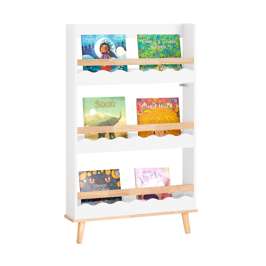 SoBuy KMB77-W Bibliothèque murale pour enfants, 3 niveaux, étagère de rangement