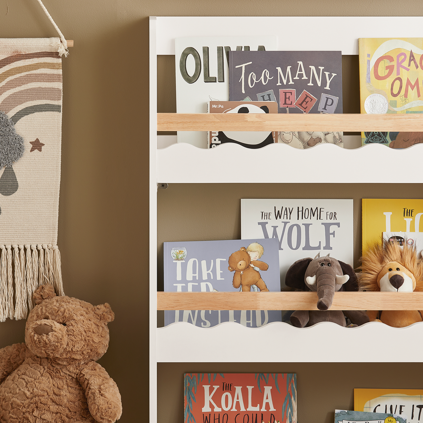 SoBuy KMB77-W Bibliothèque murale pour enfants, 3 niveaux, étagère de rangement