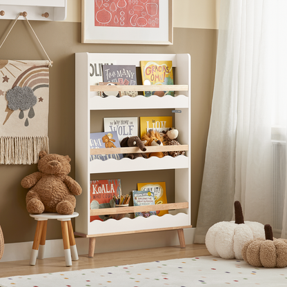 SoBuy KMB77-W Bibliothèque murale pour enfants, 3 niveaux, étagère de rangement