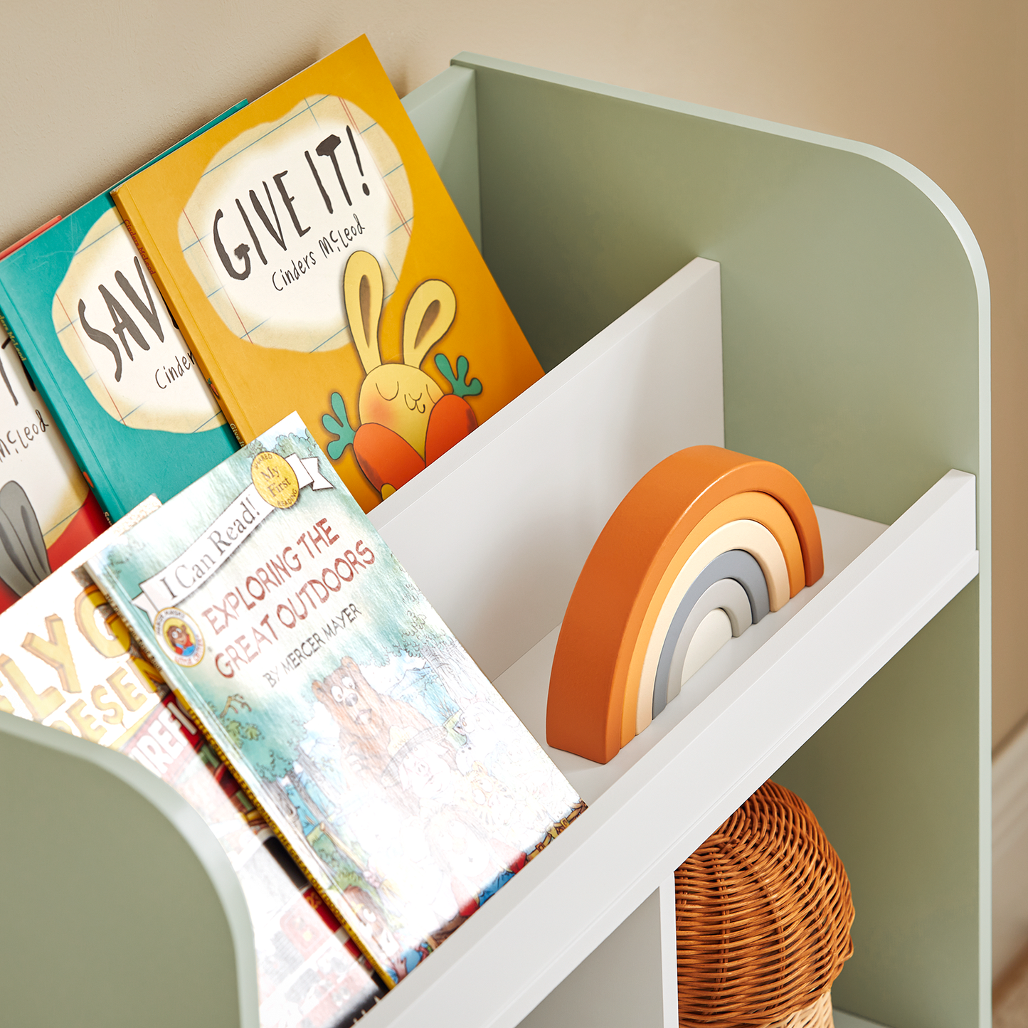 Bibliothèque pour enfants SoBuy, étagère à livres, étagère à jouets, étagère de rangement et d'exposition KMB90-GR