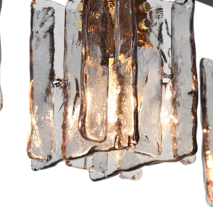 Kasy Modern 5-Light Linear Chandelier Textured Glass Kitchen Island Light Unique Design