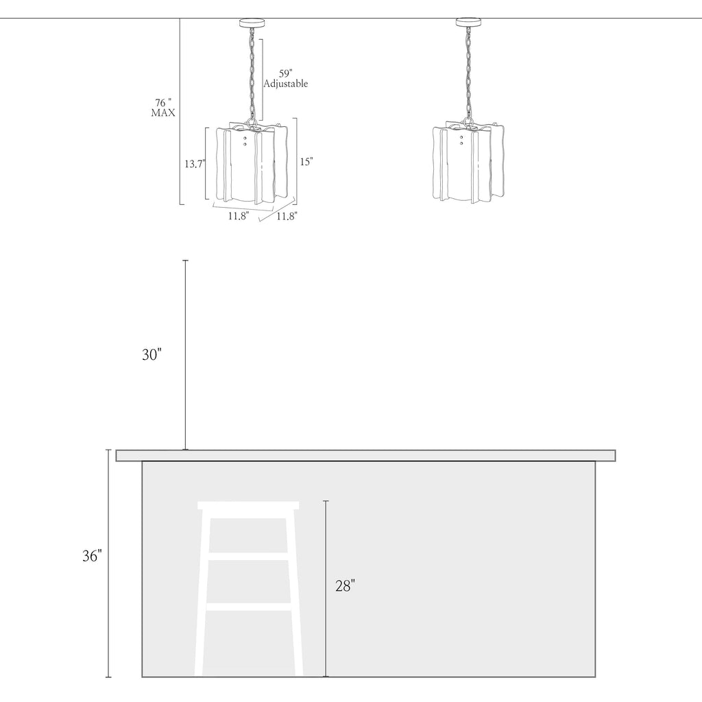 Kasy Modern 1-Light Pendant Lights Glass Island Lights for Dining Room