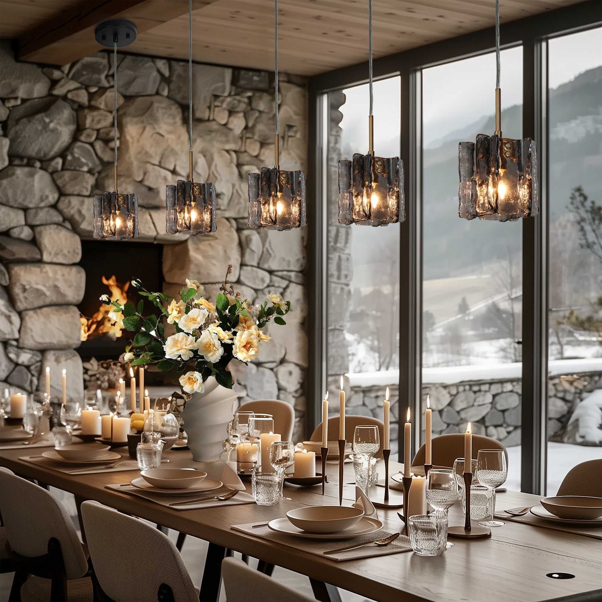 Kasy Modern 1-Light Pendant Lights Glass Island Lights for Dining Room
