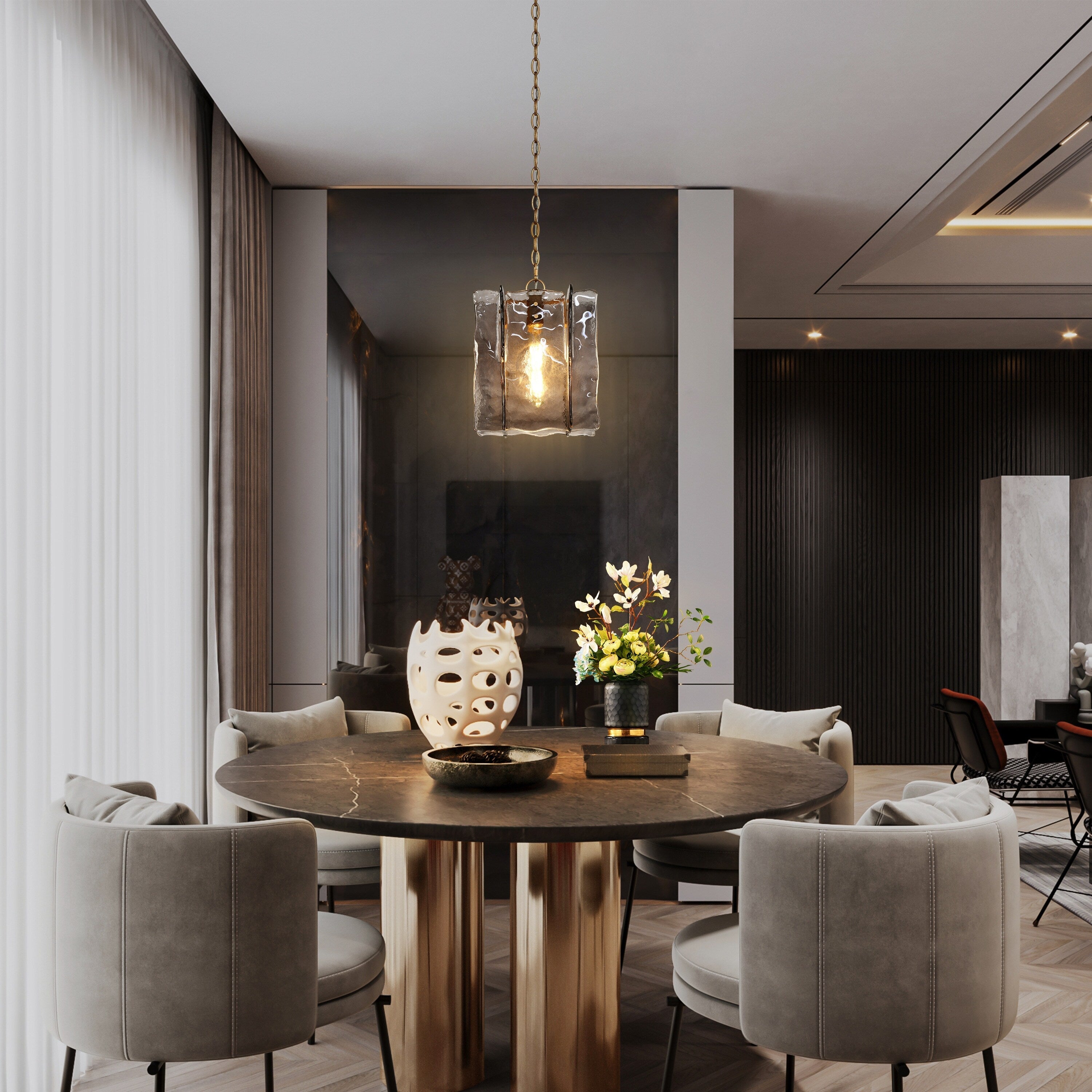 Kasy Modern 1-Light Pendant Lights Glass Island Lights for Dining Room