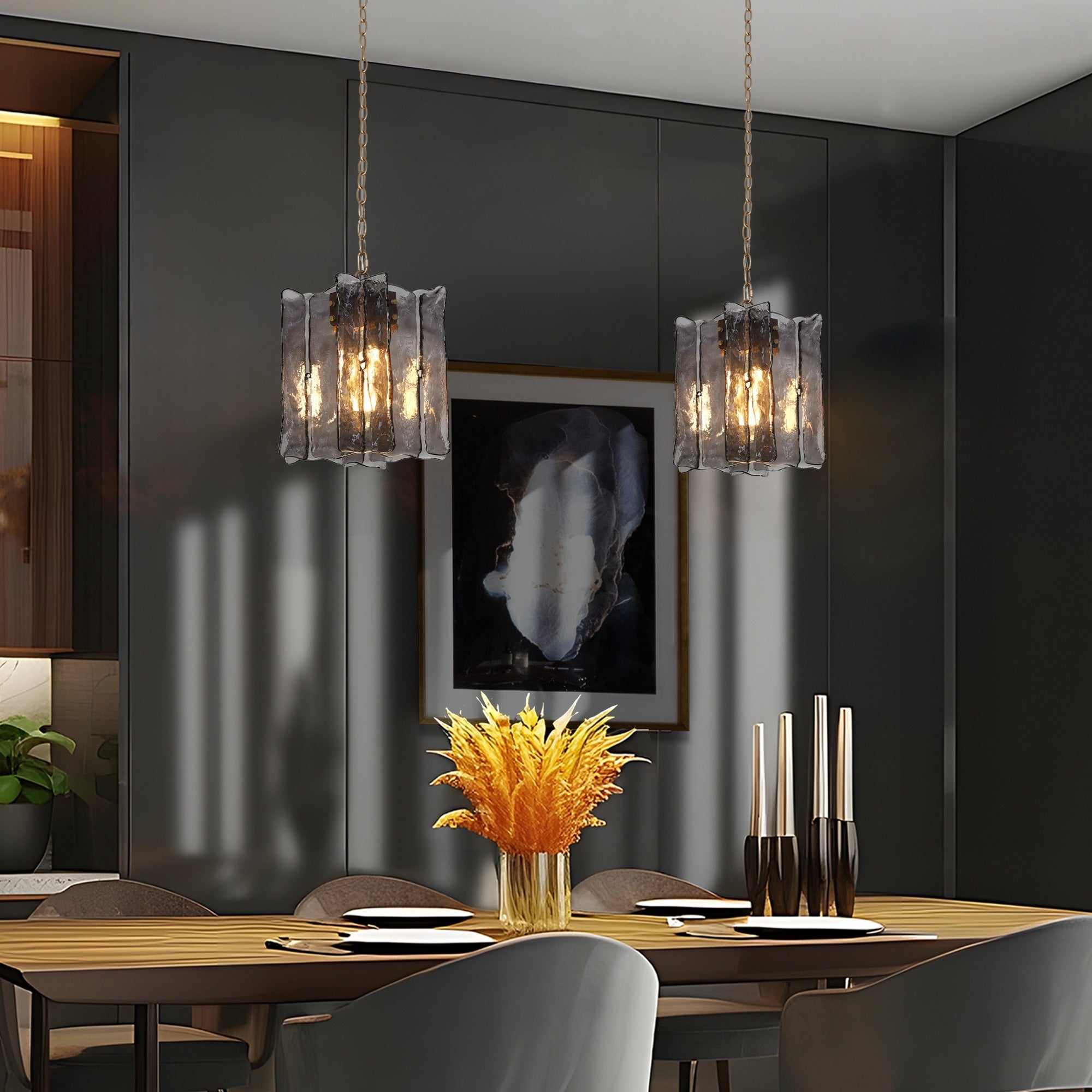 Kasy Modern 1-Light Pendant Lights Glass Island Lights for Dining Room