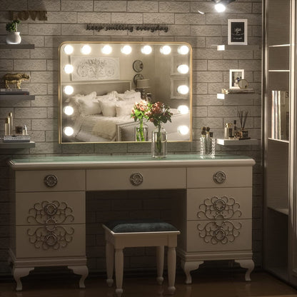 Keonjinn LED Makeup Hollywood Vanity Mirror with 15/18 LED Lights
