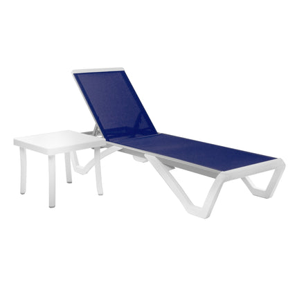 Kozyard Alan Full Flat Aluminum and Polypropylene Resin Legs Patio Reclining Adjustable Chaise Lounge