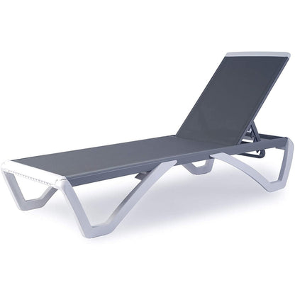 Kozyard Alan Full Flat Aluminum and Polypropylene Resin Legs Patio Reclining Adjustable Chaise Lounge