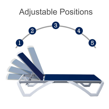 Kozyard Alan Full Flat Aluminum and Polypropylene Resin Legs Patio Reclining Adjustable Chaise Lounge