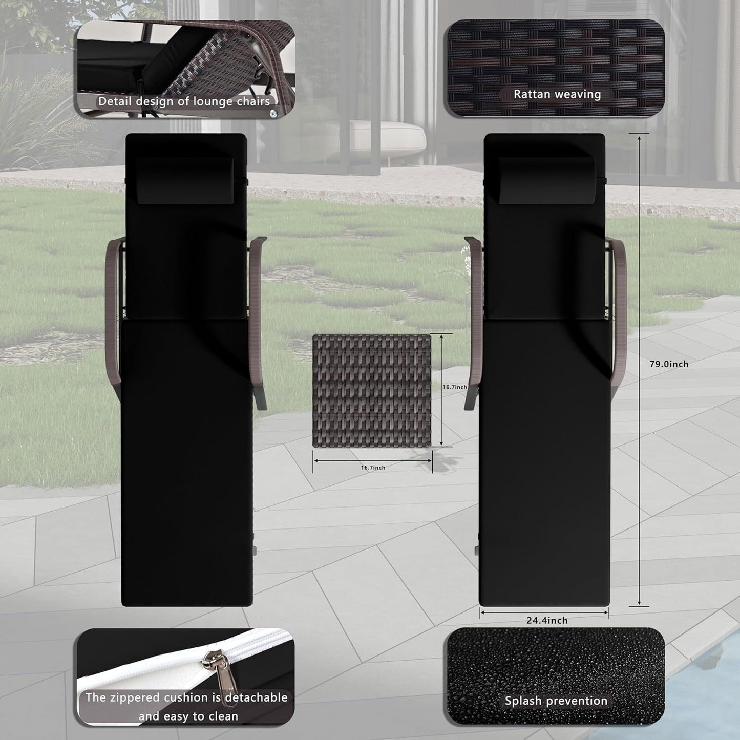 Kullavik 3-PiecesOutdoor Chaise Lounge Set