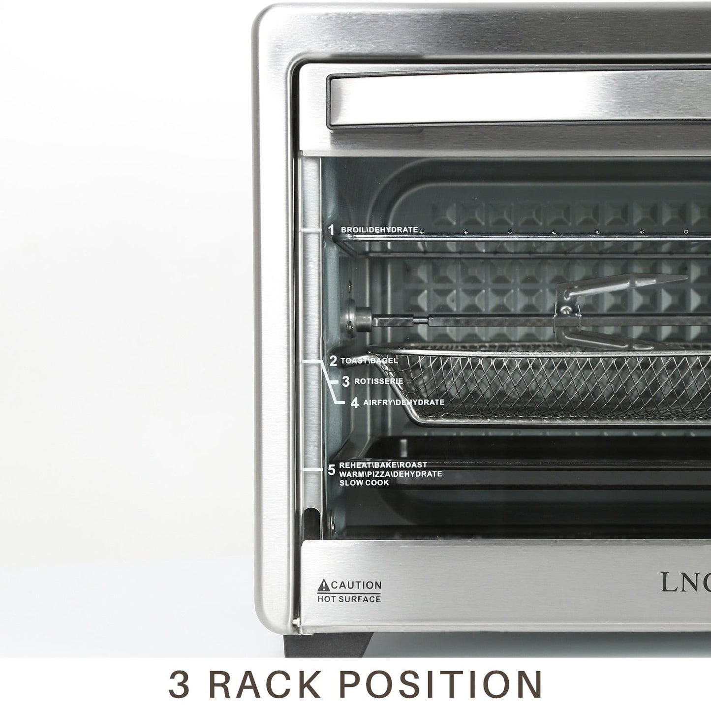 LNC 12-In-1 Large 34QT Countertop Toaster Oven Convection Rotisserie Air Fryer - 19.5 L x 15 W x 12.5 H