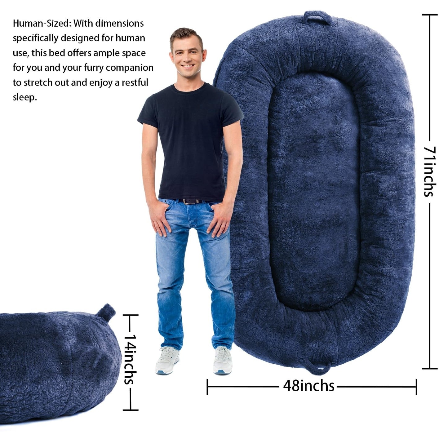 Large Dog Bed Washable Human Size Bed with Removable Cover