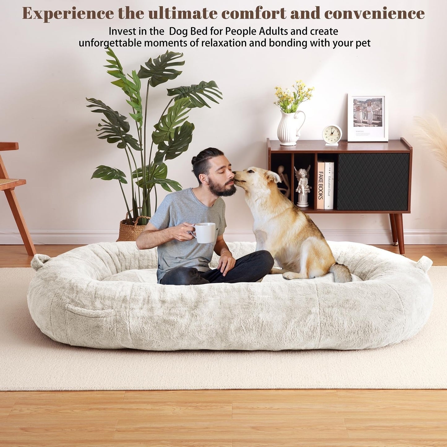 Large Dog Bed Washable Human Size Bed with Removable Cover