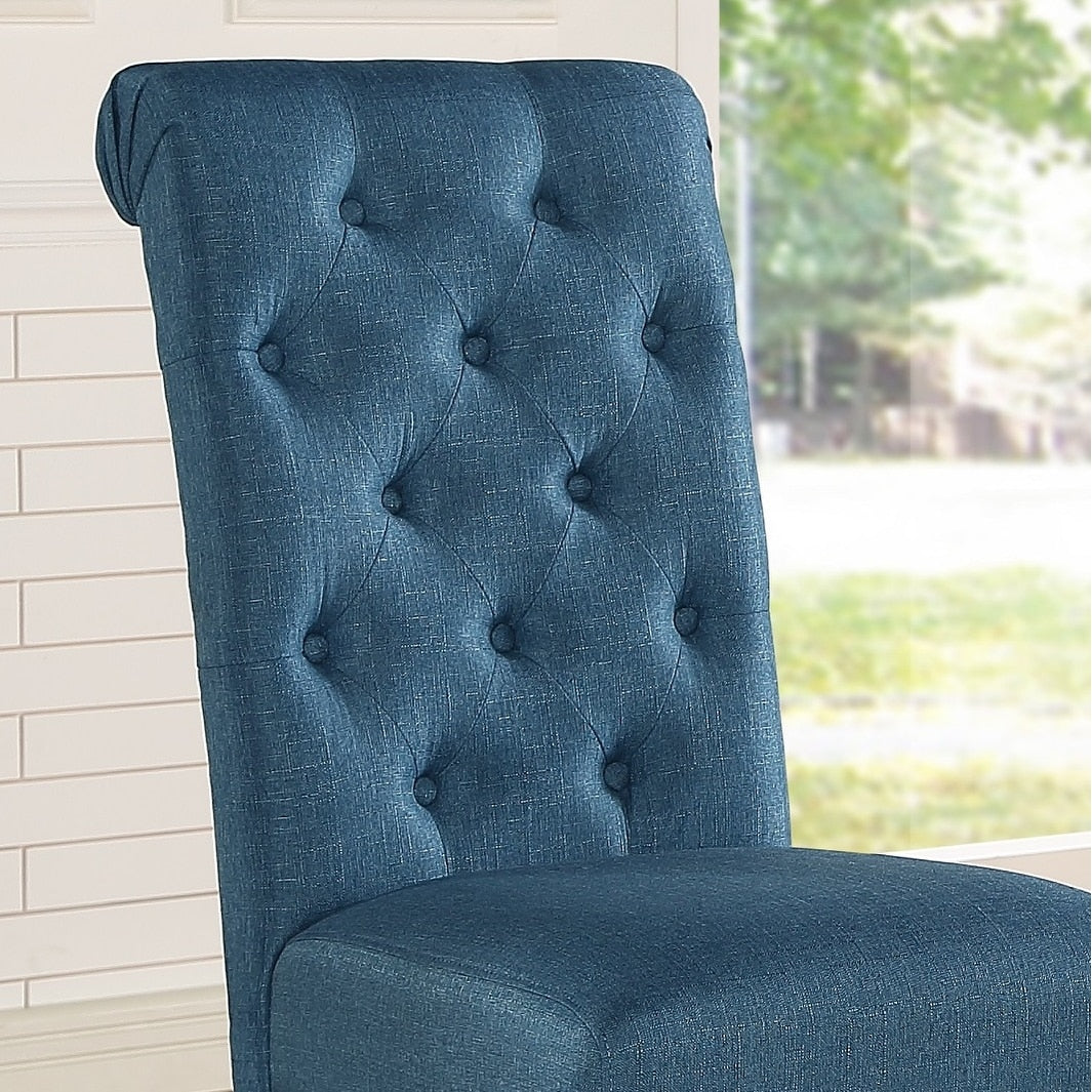 Roundhill Furniture Leviton Solid Wood Tufted Dining Chair (Set of 2)