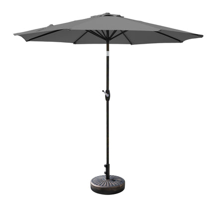 Lopes 9-foot Patio Umbrella with Bronze Finish Base Weight Stand Included