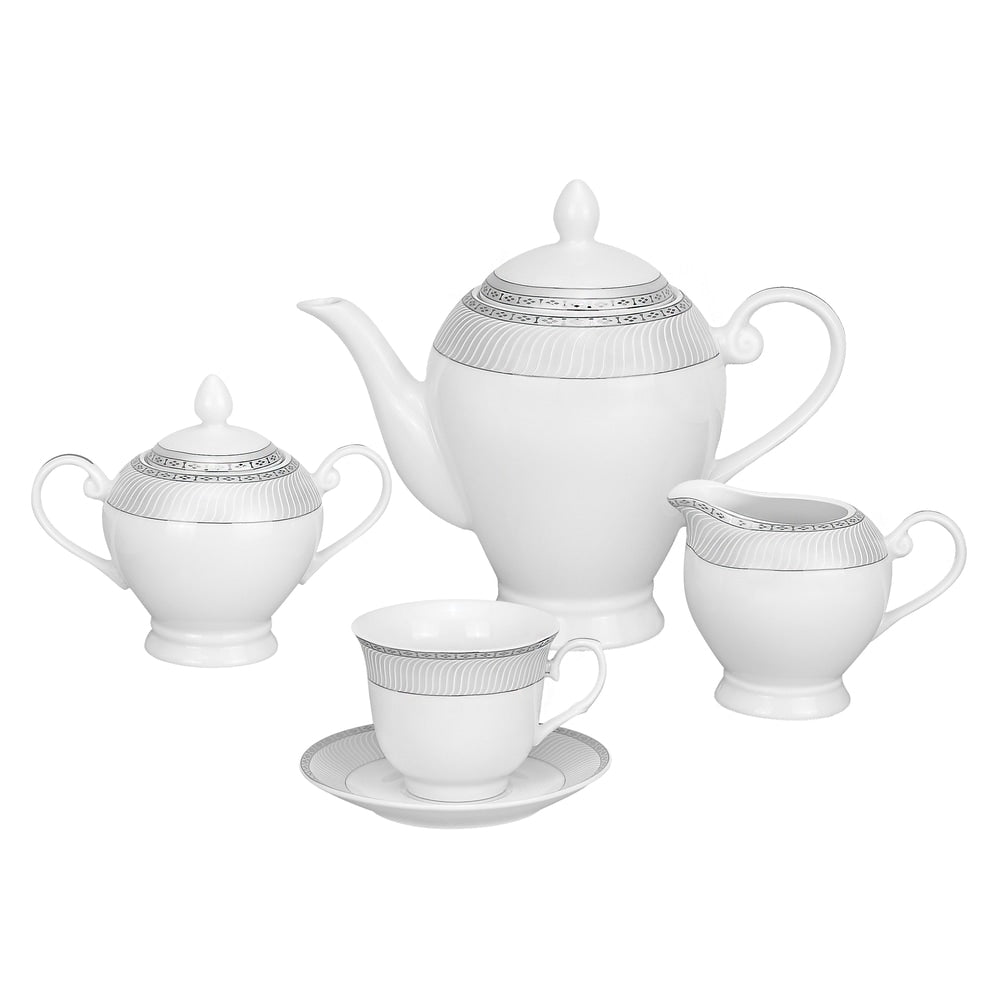 Lorren Home Trends 57-piece Porcelain Silver Accent Dinnerware Set